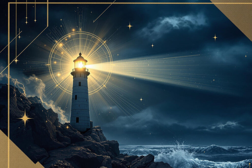 a light house on a rocky hill