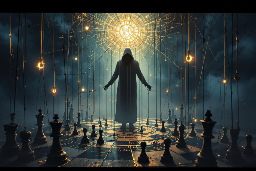 a person standing in a chess board