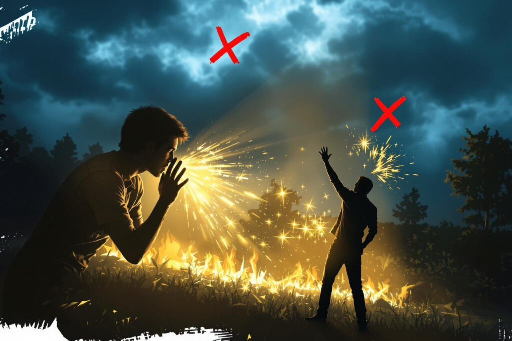 a man looking at a man with his hand in his mouth