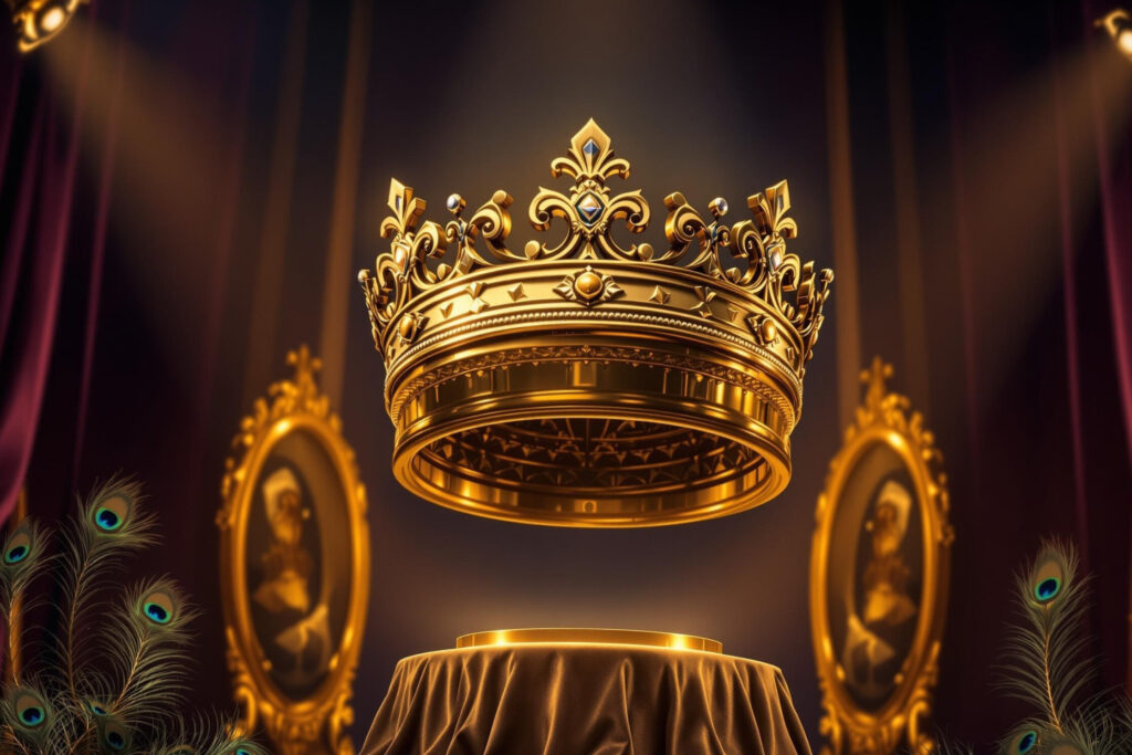 a gold crown on a table