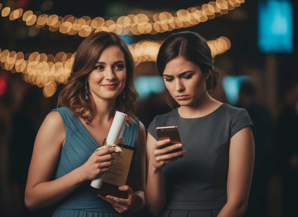 Two women at a celebration event.