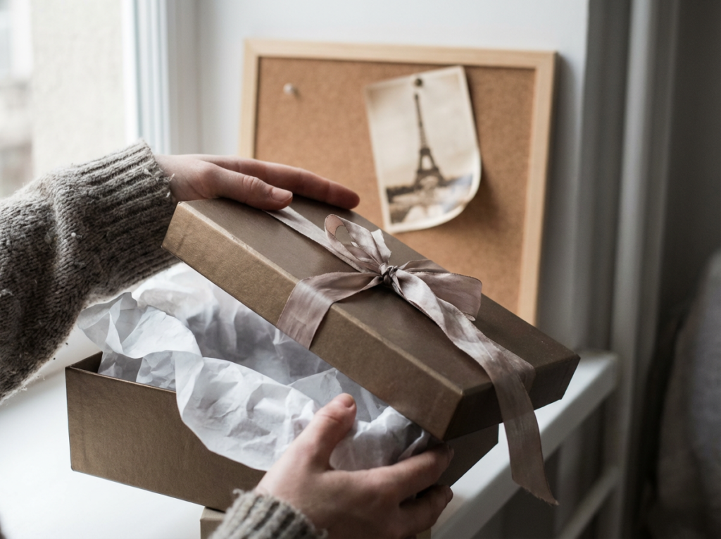 Person holding a gift box.