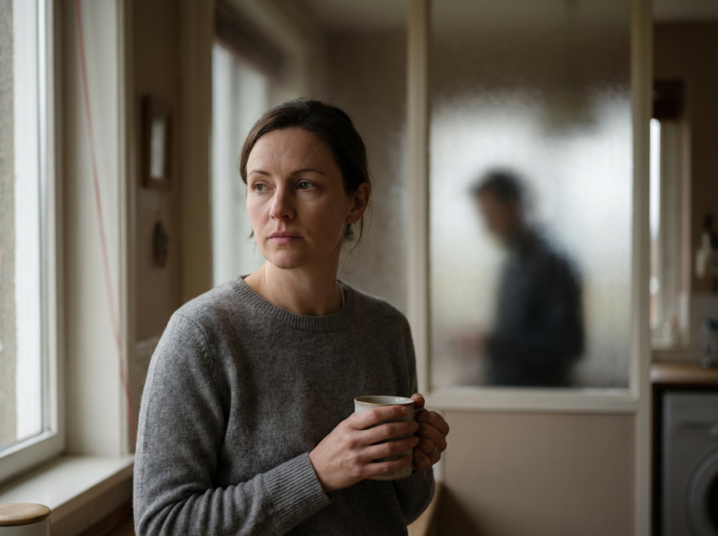 Person holding a mug indoors.