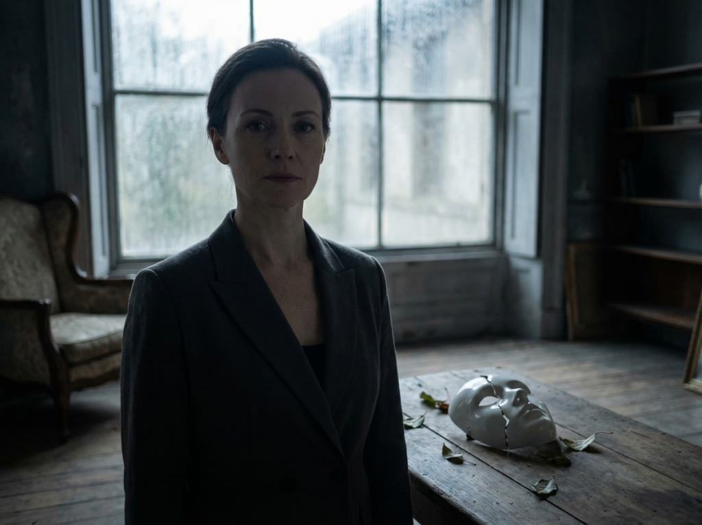 Person standing near a table.