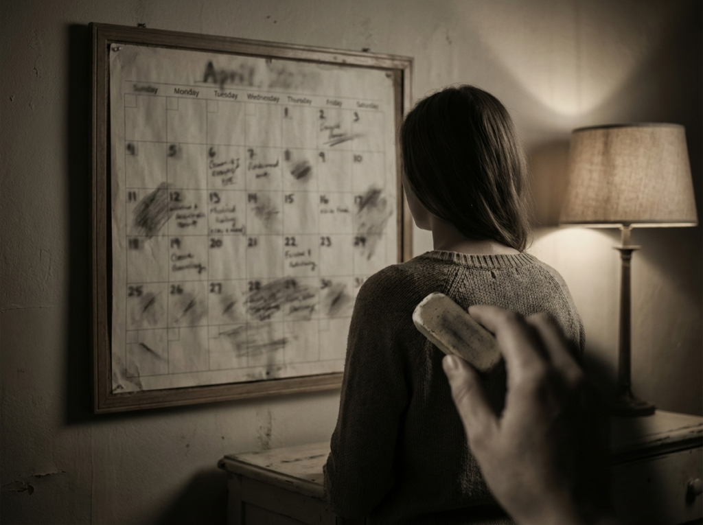 Person gazing at a marked calendar