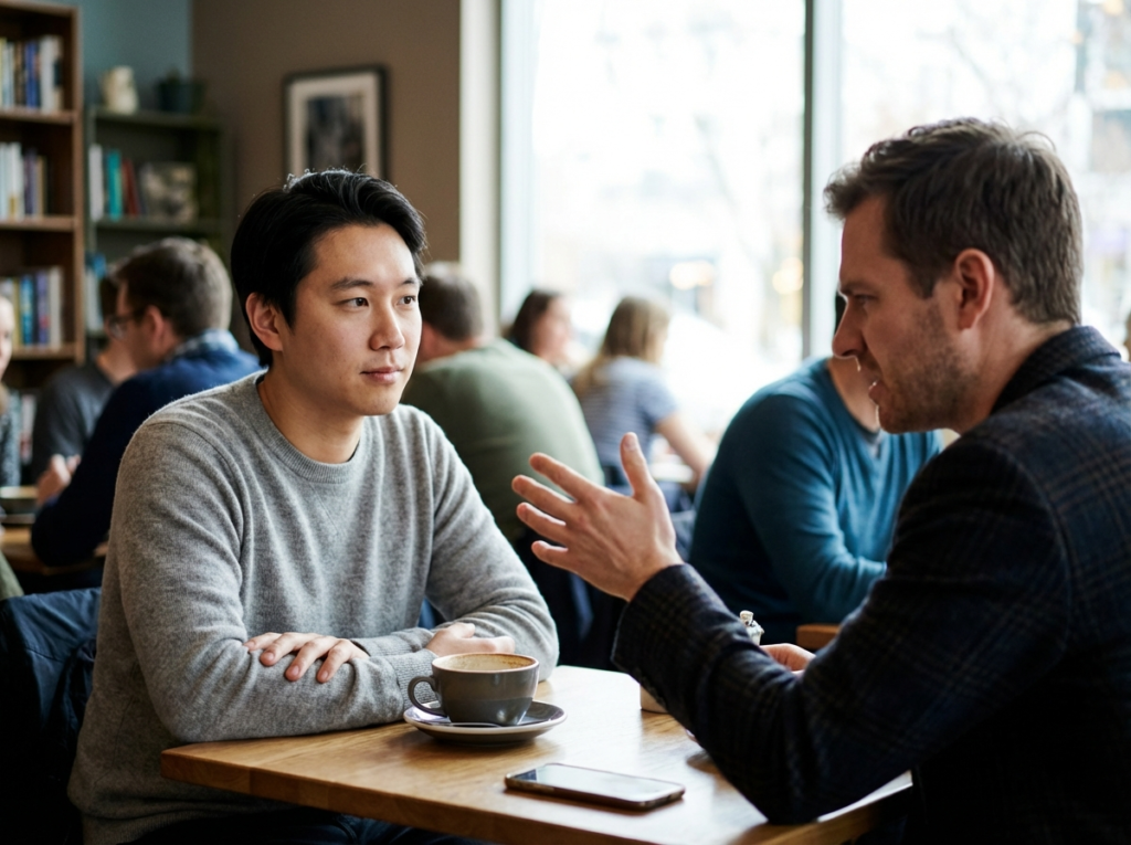 Gray rock method shown by emotional neutrality during narcissistic conflict.