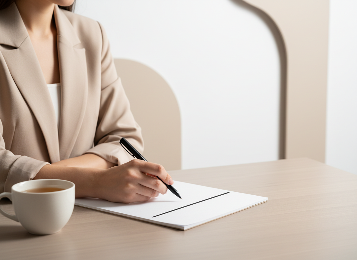 Person writing with a pen