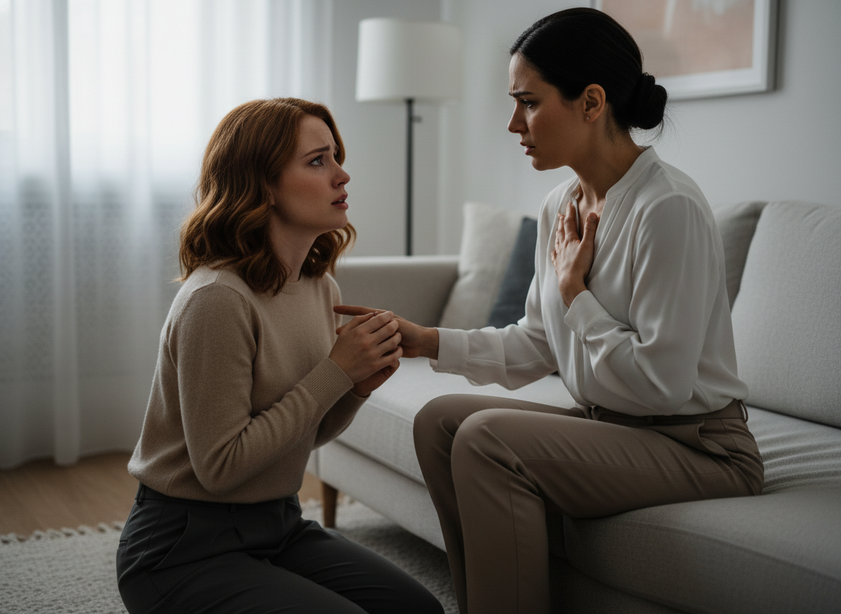 Emotional conversation between two women