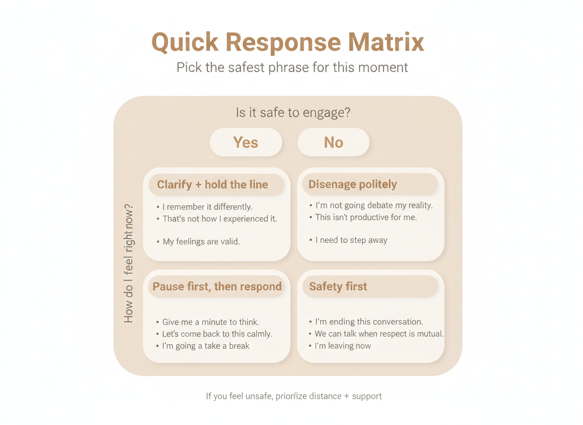 Decision matrix for safe communication responses