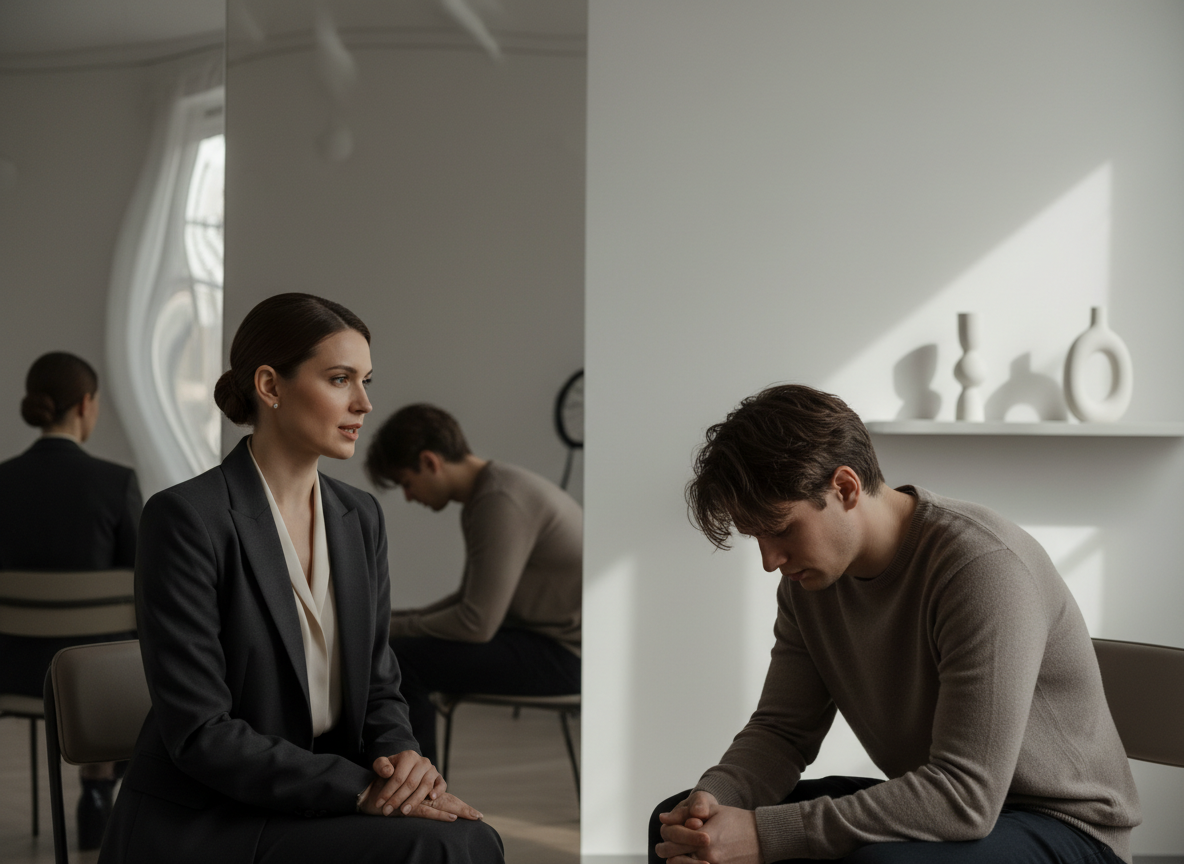 Therapist and client in discussion.