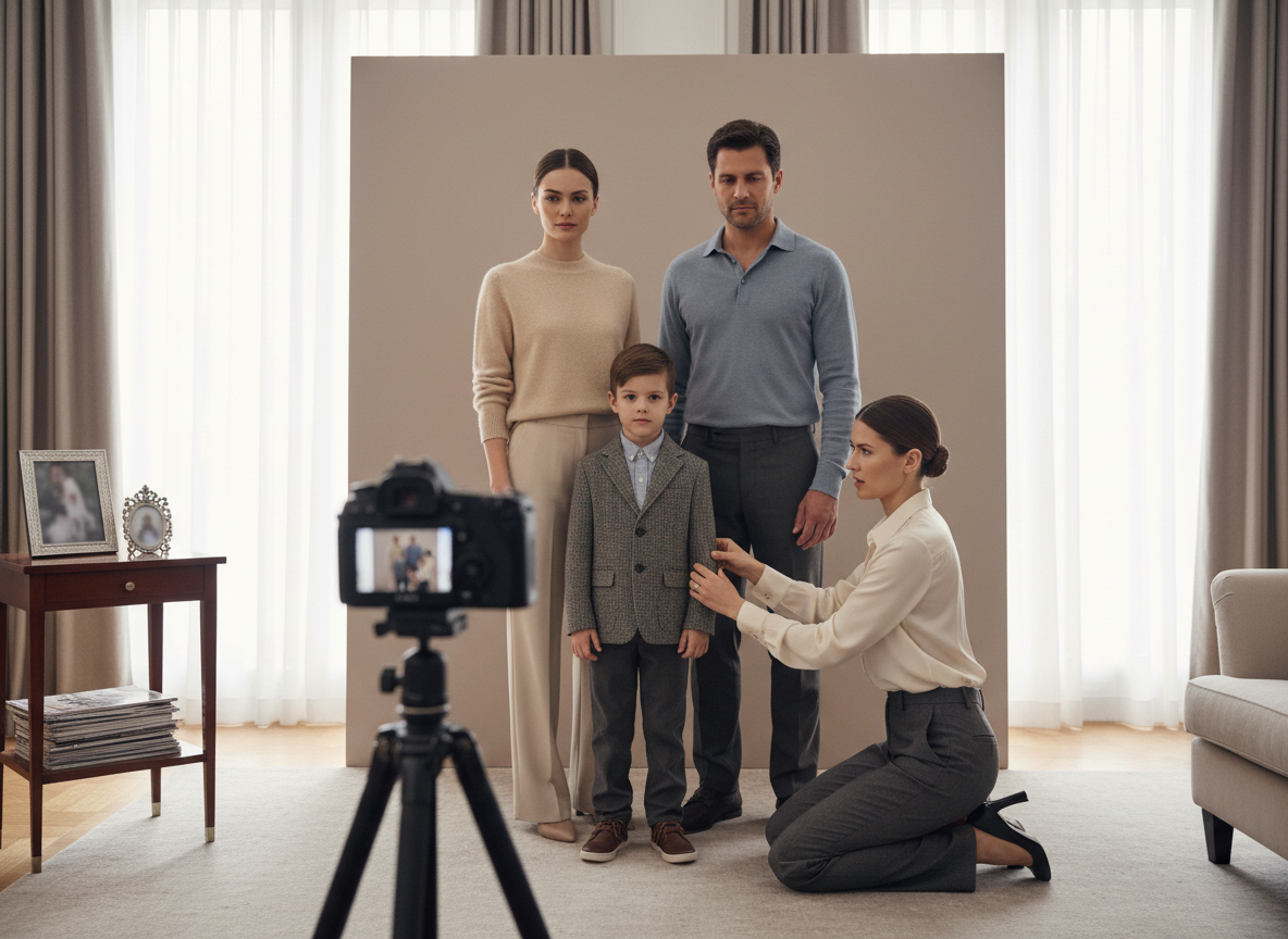 Family portrait session in studio