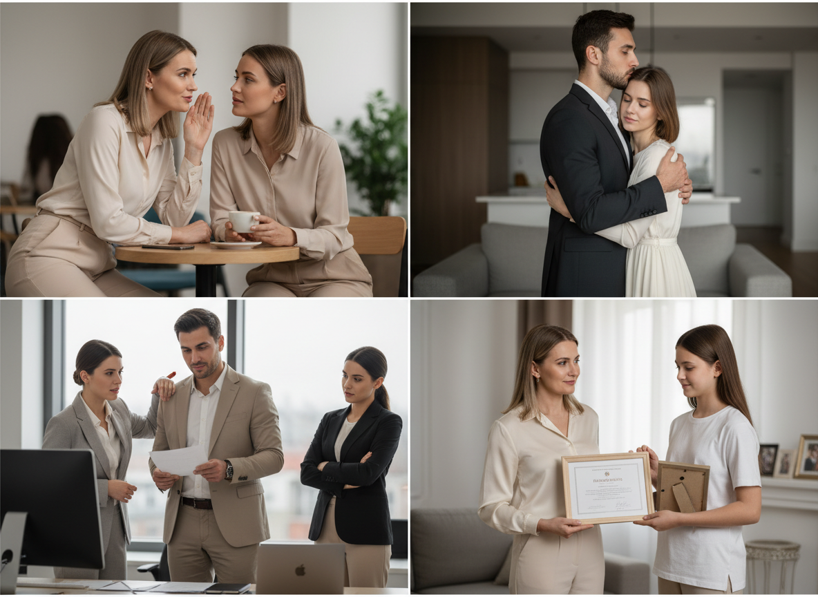 Professional interactions and emotional connections.