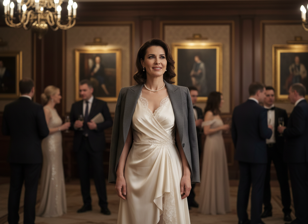 Elegant woman at formal event.