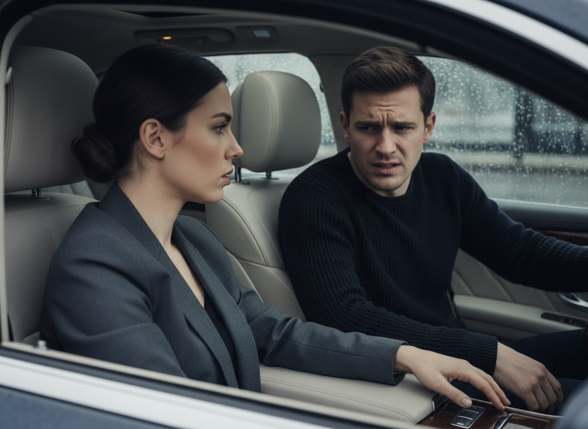 Tense conversation in a car.