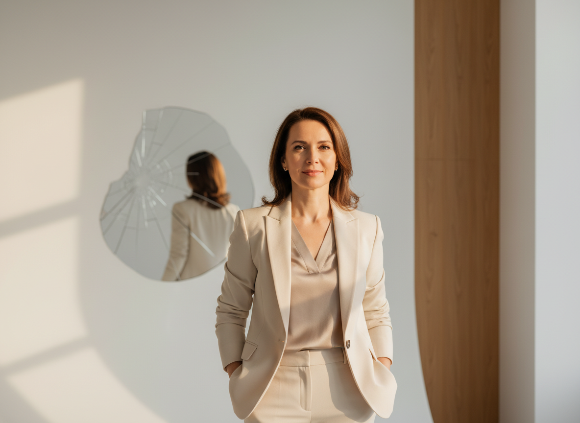 Confident woman in stylish suit